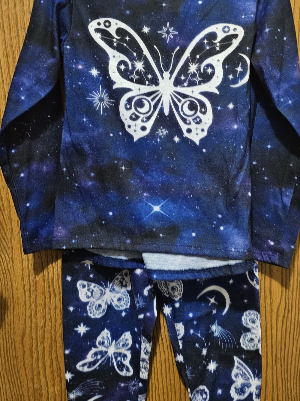 Girls Navy Galaxy Butterfly Pajama Set